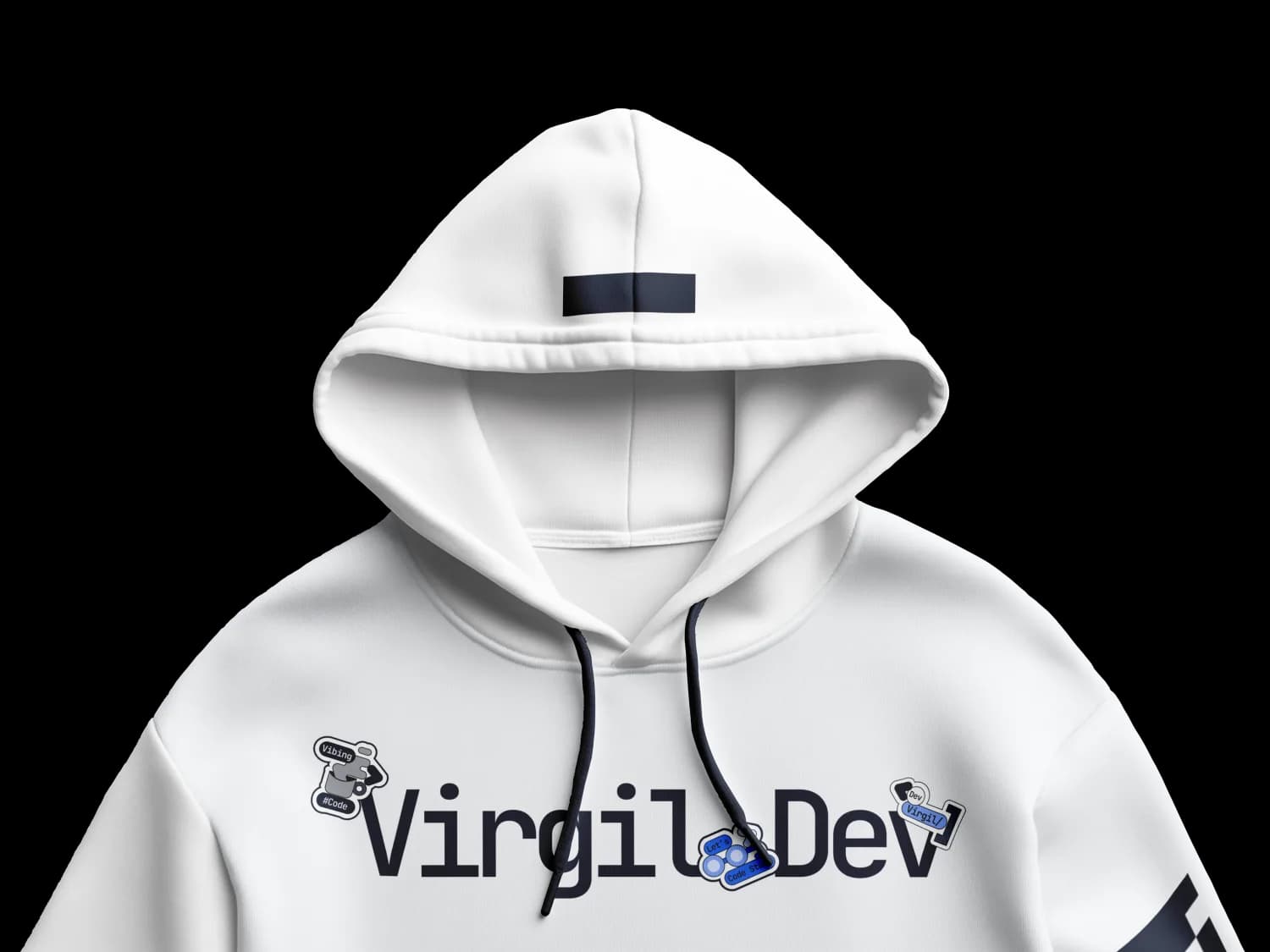 Virgil Dev brand applied to apparel mockup